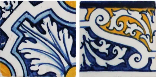 Figura 5 e Figura 6: Azulejos da Sala dos Tedescos | Fotografia de Sandra Correia 