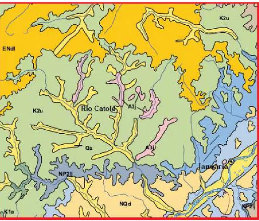 FIGURA 2 - Recorte do mapa Geológico do Estado de Minas Gerais (2003), com a seguinte 