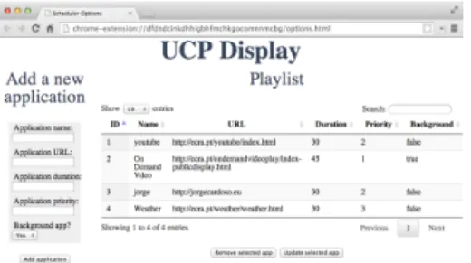 Figure 6: Interface to define the display's playlist. 