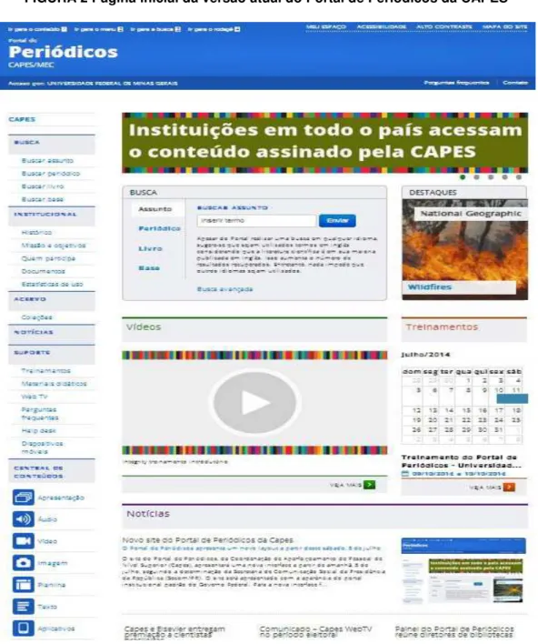 FIGURA 2 Página inicial da versão atual do Portal de Periódicos da CAPES 