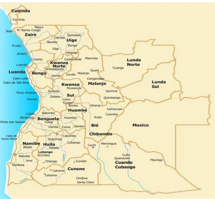 Figura nº2  – Mapa Administrativo de Angola 