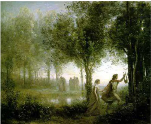 FIGURA 09. Jean-Baptiste Camille Corot. Orfeu guiando Eurídice  no mundo dos mortos. Óleo sobre tela, 1861