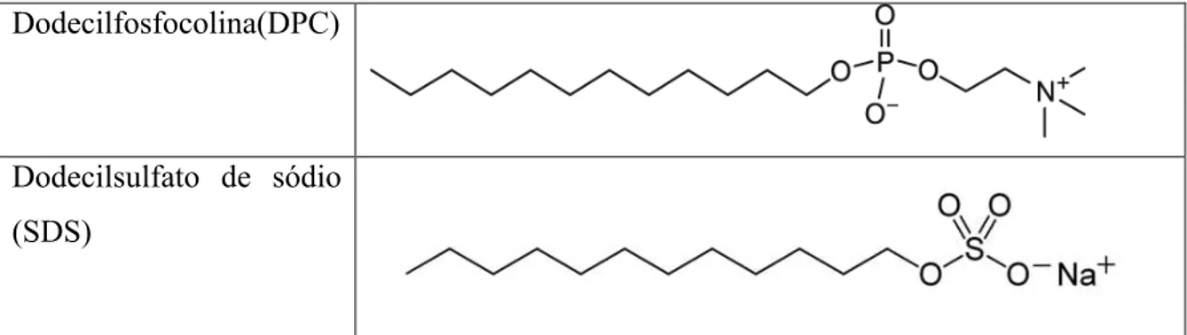 Figura 1-2 - Quadro de exemplos das espécies lipídicas utilizadas como meios biomiméticos 