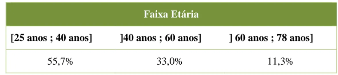 Tabela 3.1 – Faixa etária dos inquiridos. 