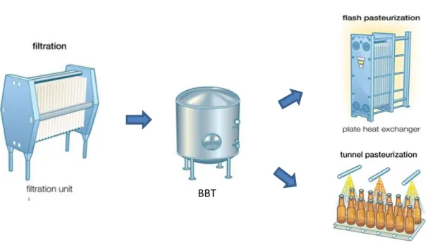 Figure 3.6 - Beer Filtration and Pasteurization (Adapted from Encyclopedia Britannica) 