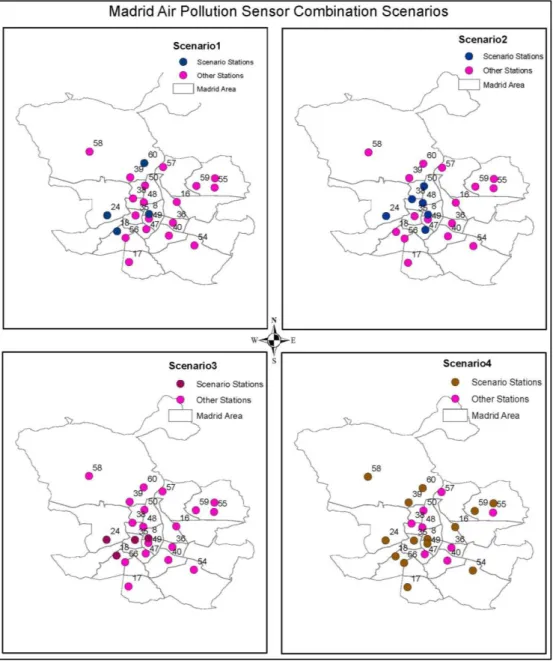 Figure 2: Madrid sensor stations combination scenarios 