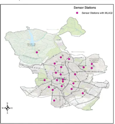 Figure 3: The spatial distribution of sensor stations with MLAQI 