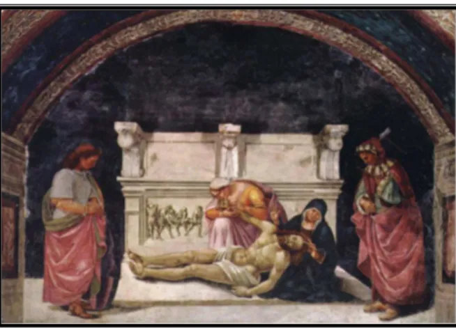 Figura 1: SIGNORELLI, Luca. Lamentation over the Dead Christ with Sts Parenzo and Faustino