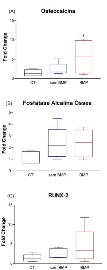 Gráfico  04  -  Expressão  gênica  dos  marcadores  de  diferenciação  osteobálstica:  osteocalcina 