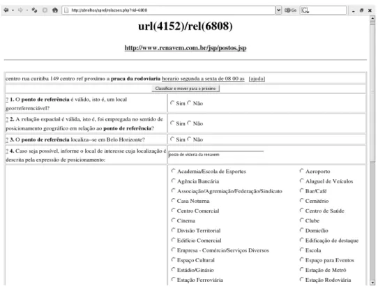 Figura 3.3: Interfae Web para lassiação das expressões de posiionamento.