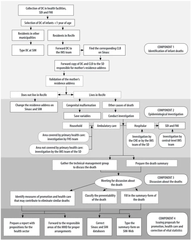 Figure 1 – Components and activities of infant mortality surveillance in Recife, Pernambuco, 2015