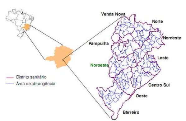 FIGURA 2 - Distrito Sanitário Noroeste de Belo Horizonte, Minas Gerais  Fonte: MORAIS, 2008