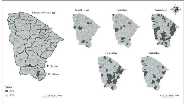 Figure 3 – Vaccination coverage of MMR in the Follow-up Measles Campaign, Ceará, 2014 