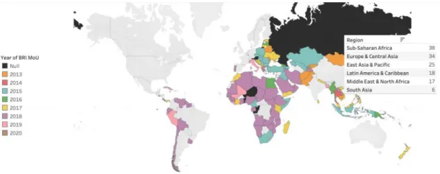 Figura 9 - Países envolvidos na BRI (até março de 2020) 16