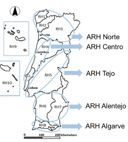 Figura 2.1. Regiões hidrográficas nacionais 