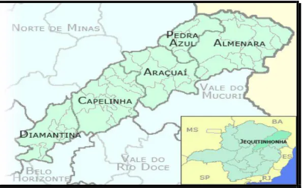FIGURA  02: Destaque  para  a  Mesorregião  do  Vale  do  Jequitinhonha  (Minas  Gerais),