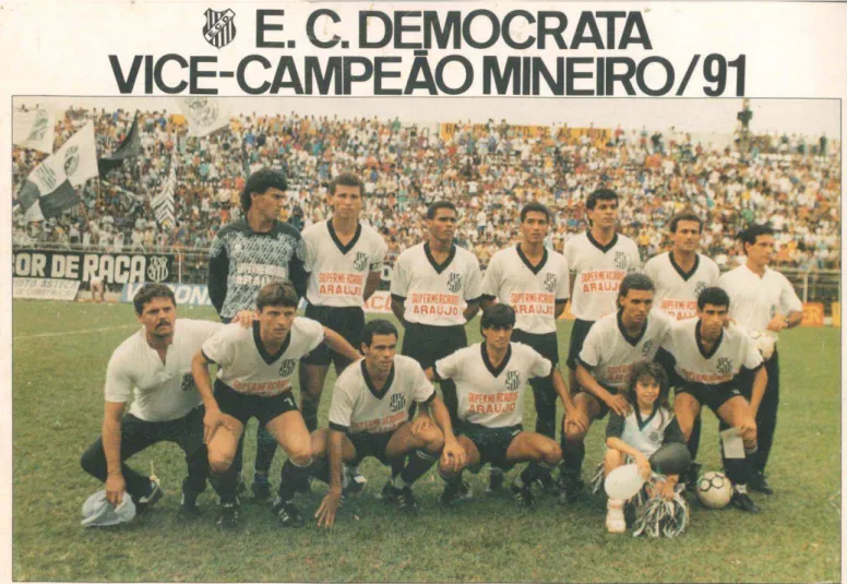 Figura 5 - Time vice-campeão de 1991. Em pé: Silvio, Valmir, Baiano, Toninho, Parreira, Borges, Luiz  Carlos  (Prep