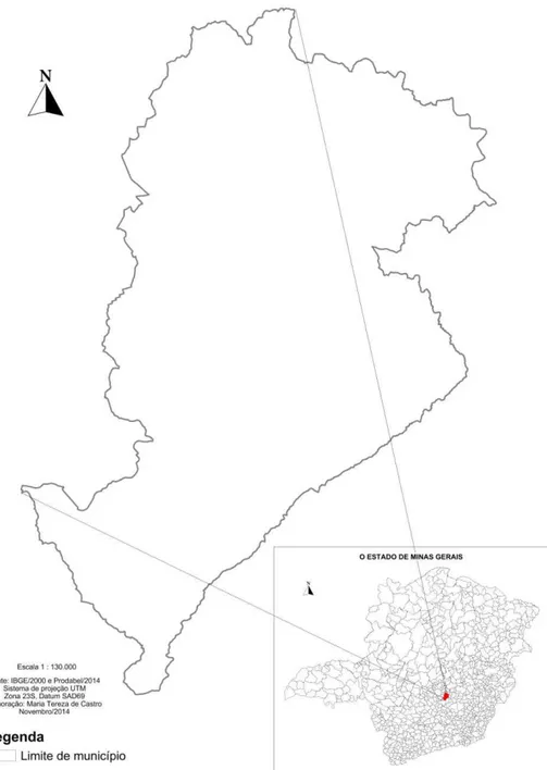 Figura 1  – Mapa de localização do município de Belo Horizonte, MG. 