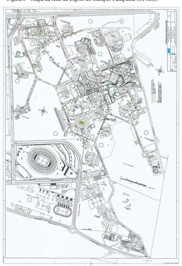 Figura 5 - Mapa da rede de esgoto do Campus Pampulha (UFMG). 