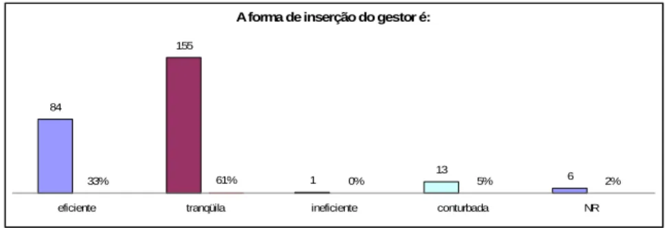 Gráfico 08 – Como é a forma de inserção do gestor?  Fonte: Questionários 2010 - Elaborado pela autora