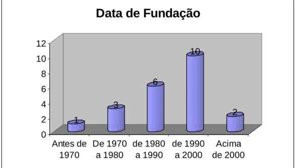 GRÁFICO 1-  Data de fundação das organizações pesquisadas 