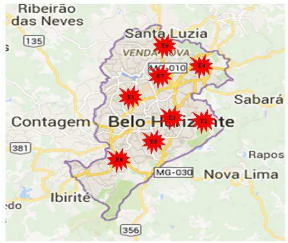 FIGURA 1  – Mapa: localização das escolas 