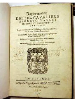 Fig. 11: Página de rosto da 1ª edição do livro Raciocínio do Sr. Cavaleiro Giorgio Vasari pintor e arquiteto da  Arezzo, 1588 15 