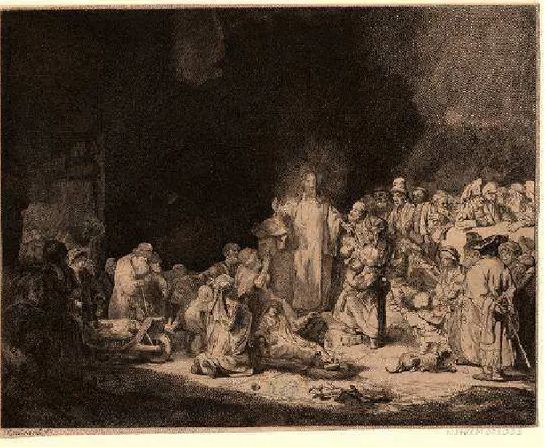Fig. 16: Rembrandt. Gravura dos 100 florins. Gravura em metal, 20 x 25,4 cm, 1649 32