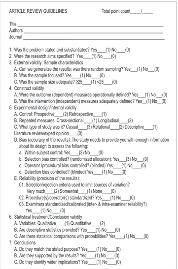 Figure 2 - Article review checklist.