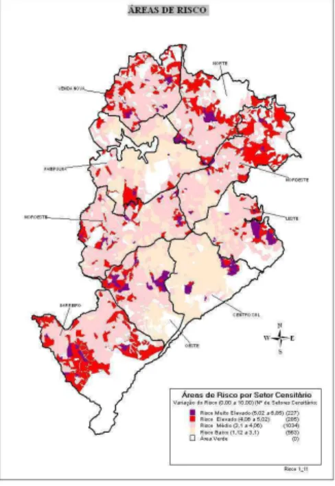 FIGURA 4 - Áreas de risco em Belo Horizonte, por setor censitário. 
