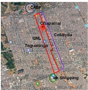 Figura  8  –  Mapa  do  Chaparral com  a  área  pertencente à  Ceilândia (marcada de roxo) 