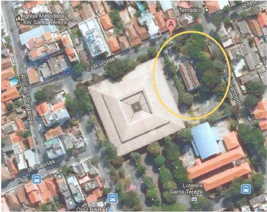Figura 6 – Imagem de satélite – CERSAM Leste – Rua Perite 150, Santa Tereza, Belo Horizonte (detalhe)  Fonte: GOOGLE Maps, 2013