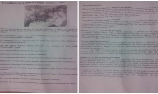 Figura 2 -  Atividades propostas na aula de Arte do 9º ano. 