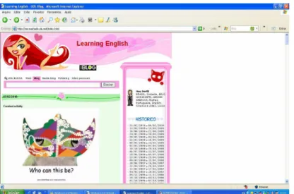 FIGURA 3: Learning English. Página do blog da professora de inglês. 