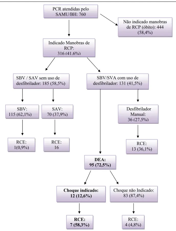 FIGURA 5 – Resultados dos atendimentos a pessoas em parada cardiorrespiratória pelo SAMU/BH com o uso do DEA