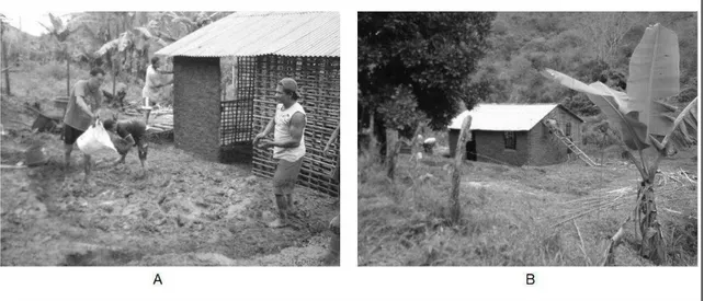 FIGURA 13  – Construindo uma casa de pau-a-pique  Fonte  – Registros de campo 