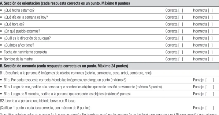 Table 1. Leganés Cognitive Test (original Spanish version).