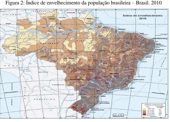 Figura 2: Índice de envelhecimento da população brasileira  – Brasil. 2010 