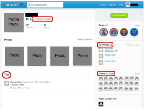 Figure 3.1. Snapshot of the Profile Page of a Foursquare User.