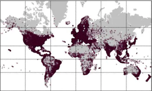 Figure 3.4. Global Distribution of Users and Venues Location across Cities.