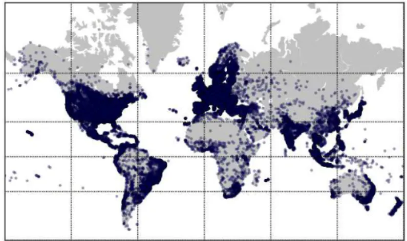 Figure 3.5. Global Distribution of the Location-based Attributes across Cities.
