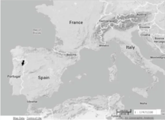 Figure 1: Location of the Côa Valley Archaeological Park and Museum. Map data ©2013 Basarsoft, GeoBasis-DE/BKG (©2009), Google, Mapa GISrael, ORION-ME, basado en BCN IGN España.