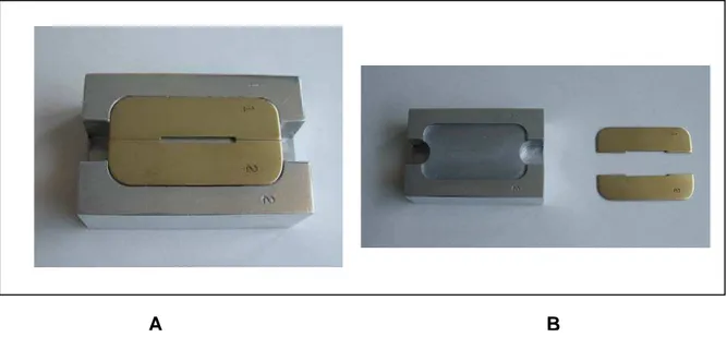FIGURA 2 – Matriz metálica utilizada para a confecção dos corpos-de-prova  para os ensaios de dobramento 