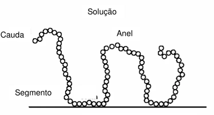 Figura 3.10: Conformação de um polímero sobre a superfície da partícula.  (Hogg, 2004) 