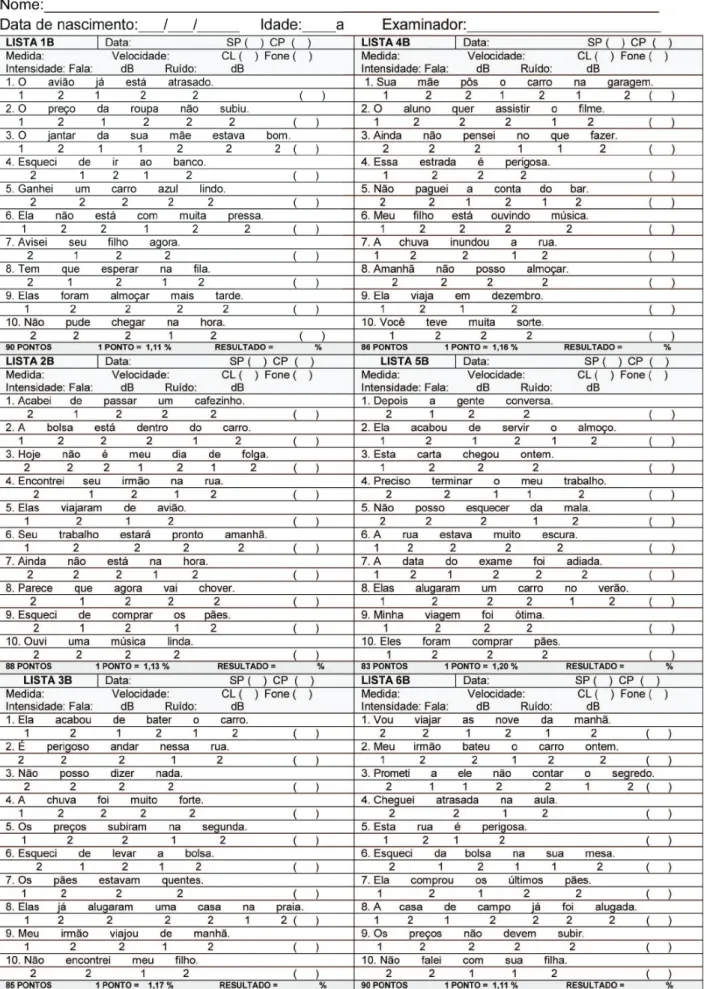 Figure 1. Protocol developed for application of Sentence Recognition Index and analysis per word