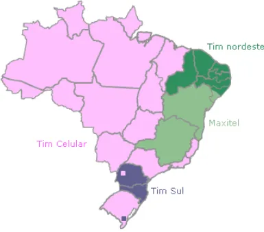 Figura 4. Mapa de atuação da Tim. (Fonte:  www.teleco.com.br ) 
