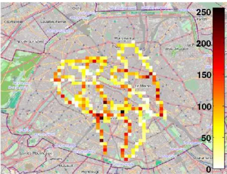 Figure 4.2. Distribution of access points through the measured bus routes.