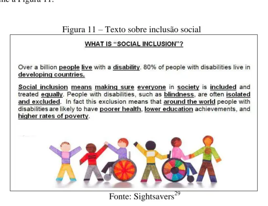 Figura 11  – Texto sobre inclusão social 