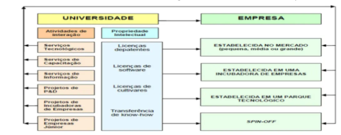 Figura 12 – Formas de Transferência de Tecnologia entre Universidade e Empresa 