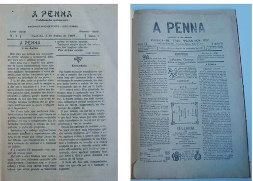 Figura  n.  3  –  Jornal  A  Penna,  em  1897  e  1898.  Fotomontagem  feita  pela  pesquisadora em julho/2009